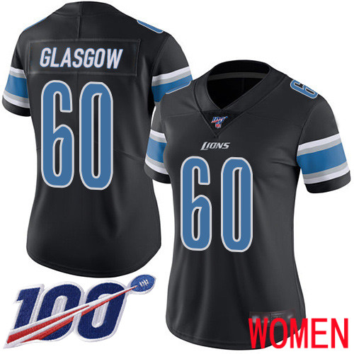 Detroit Lions Limited Black Women Graham Glasgow Jersey NFL Football 60 100th Season Rush Vapor Untouchable